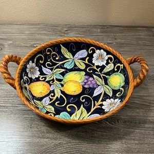 VILLA BELLAGIO Ceramic Hand Painted Tray Platter 13x16